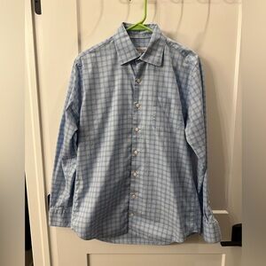 Peter Millar gingham light blue button down size medium